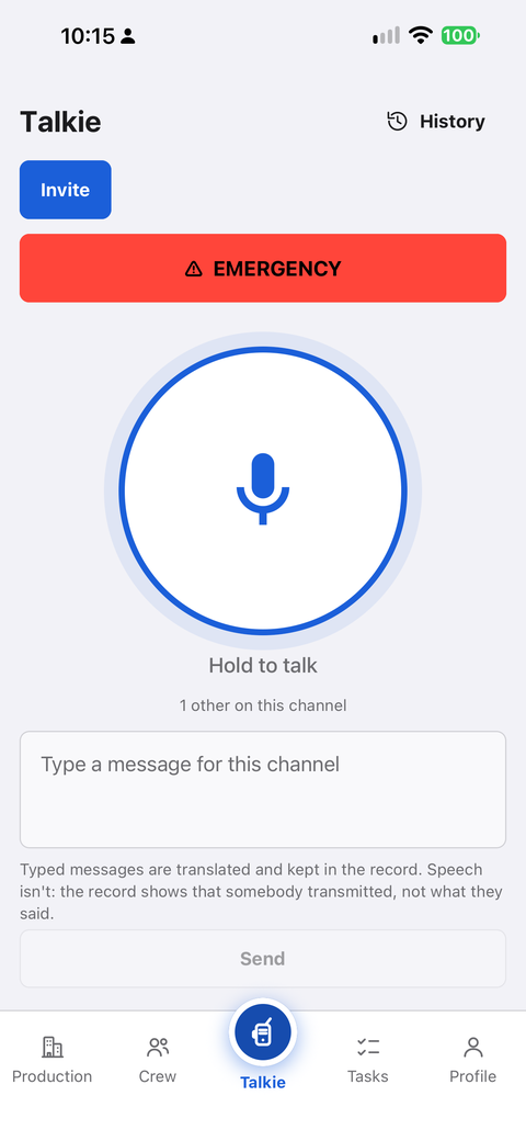 The Talkie with the red EMERGENCY button above the talk button.